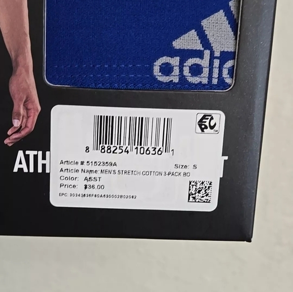 Adidas Men's Small 28-30 Stretch Cotton Trunk Underwear 3-Pack Blue Black Grey - Picture 4 of 5